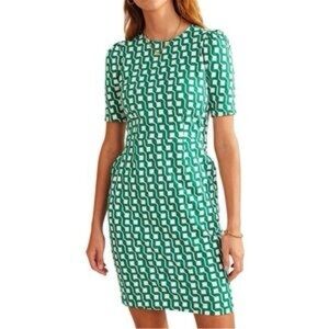 Boden Green Geometric Midi Dress